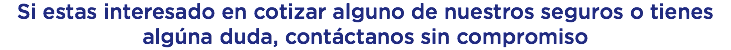 Si estas interesado en cotizar alguno de nuestros seguros o tienes algúna duda, contáctanos sin compromiso